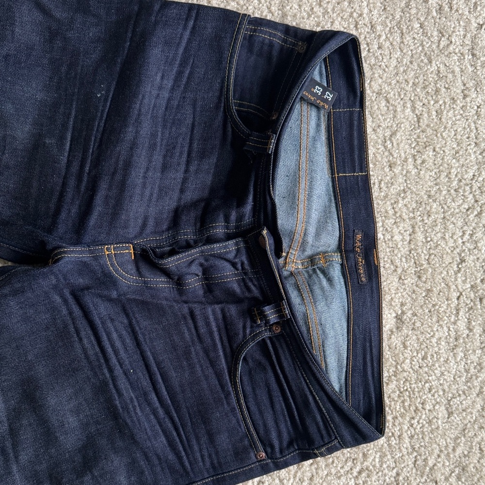 Nudie Jeans Men's Deep Indigo Slim Jeans 33/32 but fits more like 34 waist.